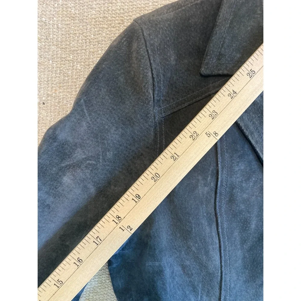 Womens‎ Sz Medium WILSONS LEATHER Maxima Suede Leather Jacket Navy Blue